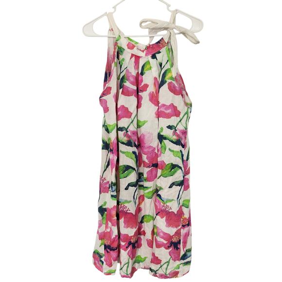 Bellambra Linen Midi Dress XL Floral Cottagecore Fairycore Coastal Beach Summer - Picture 1 of 7